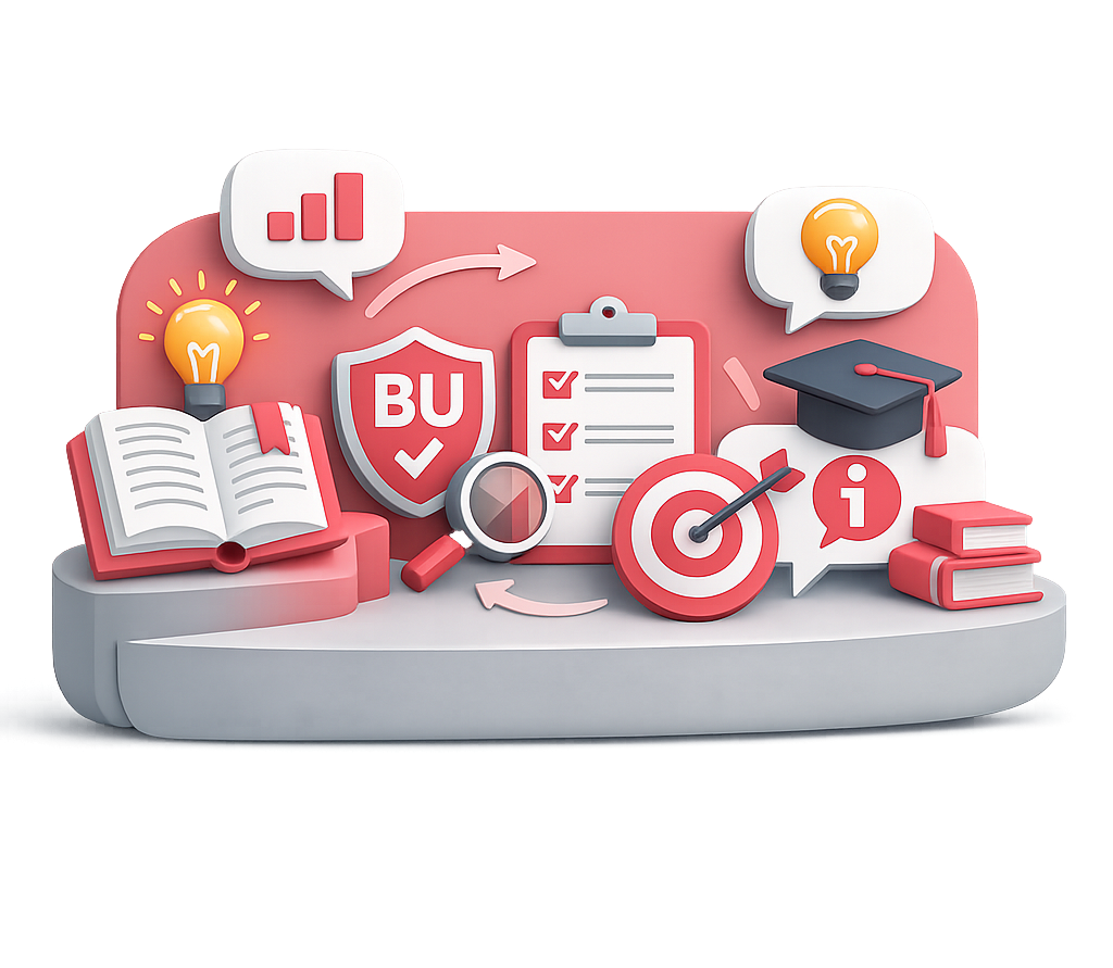 Berufsunfähigkeitsversicherung sinnvoll nutzen: Ratgeber & Infobereich Bild zeigt Symbole für Bildung, Erfolg und Ziele: Bücher, Grafiken, Prüfungen und Ideen für Berufsunfähigkeitsversicherung